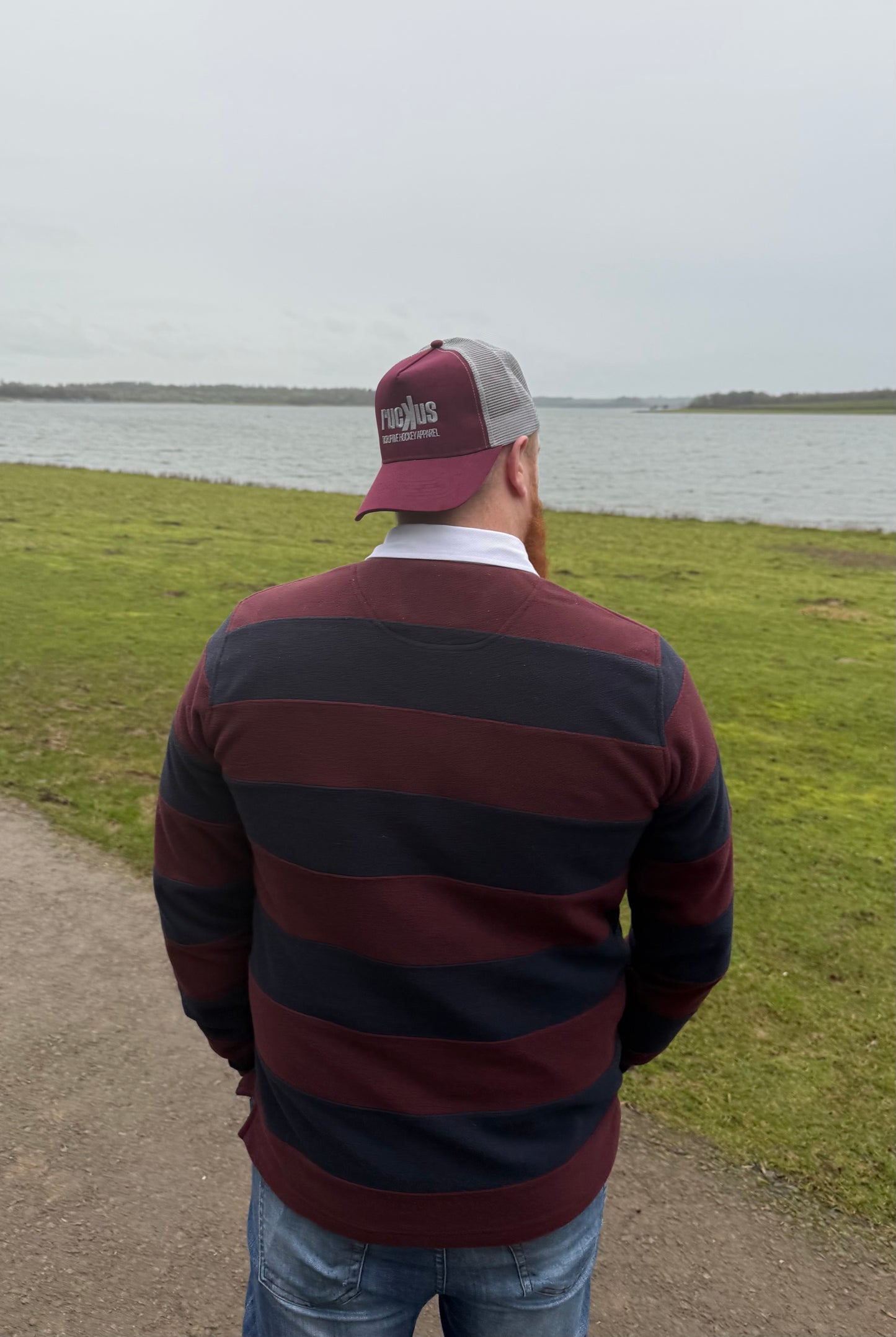 Burgundy/Grey Trucker Hat